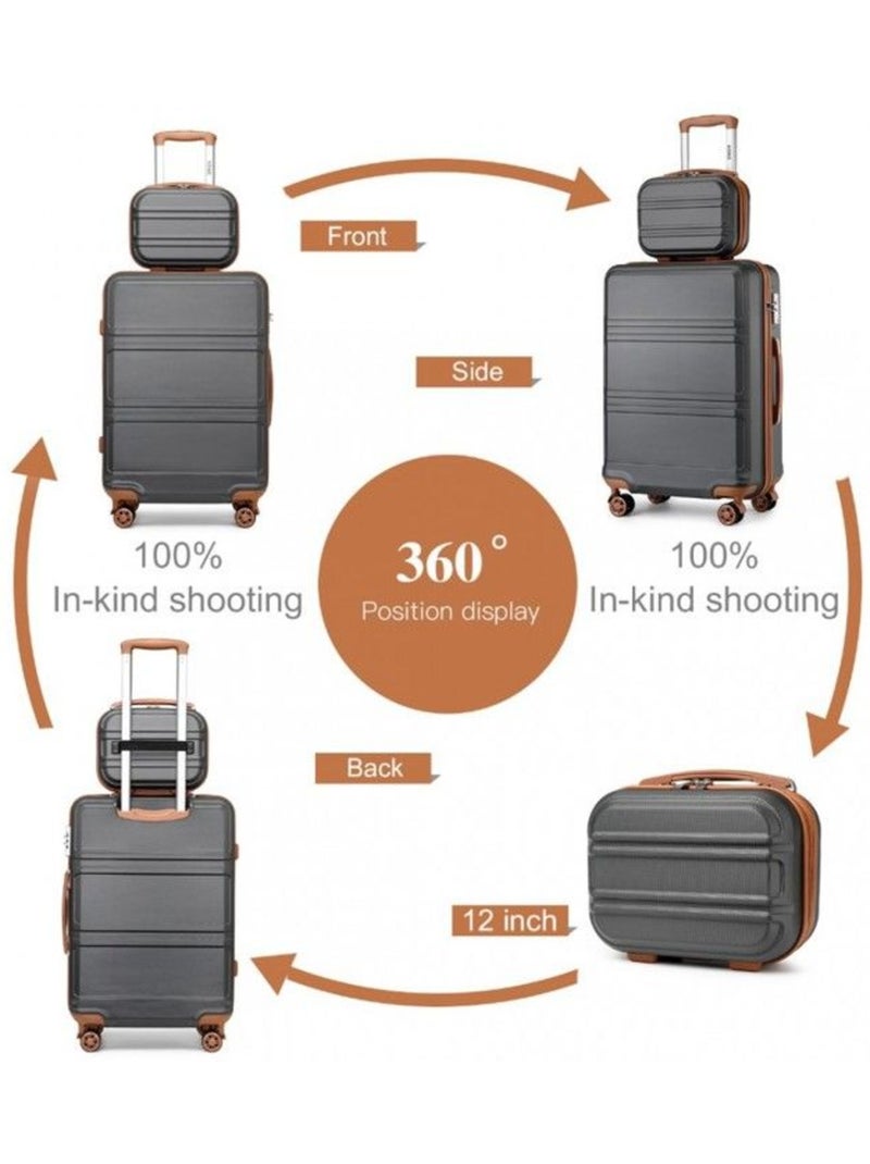 Set 4 valises - 51.5x38x21 cm abs + pc 38 l - kono Gris - Kiabi