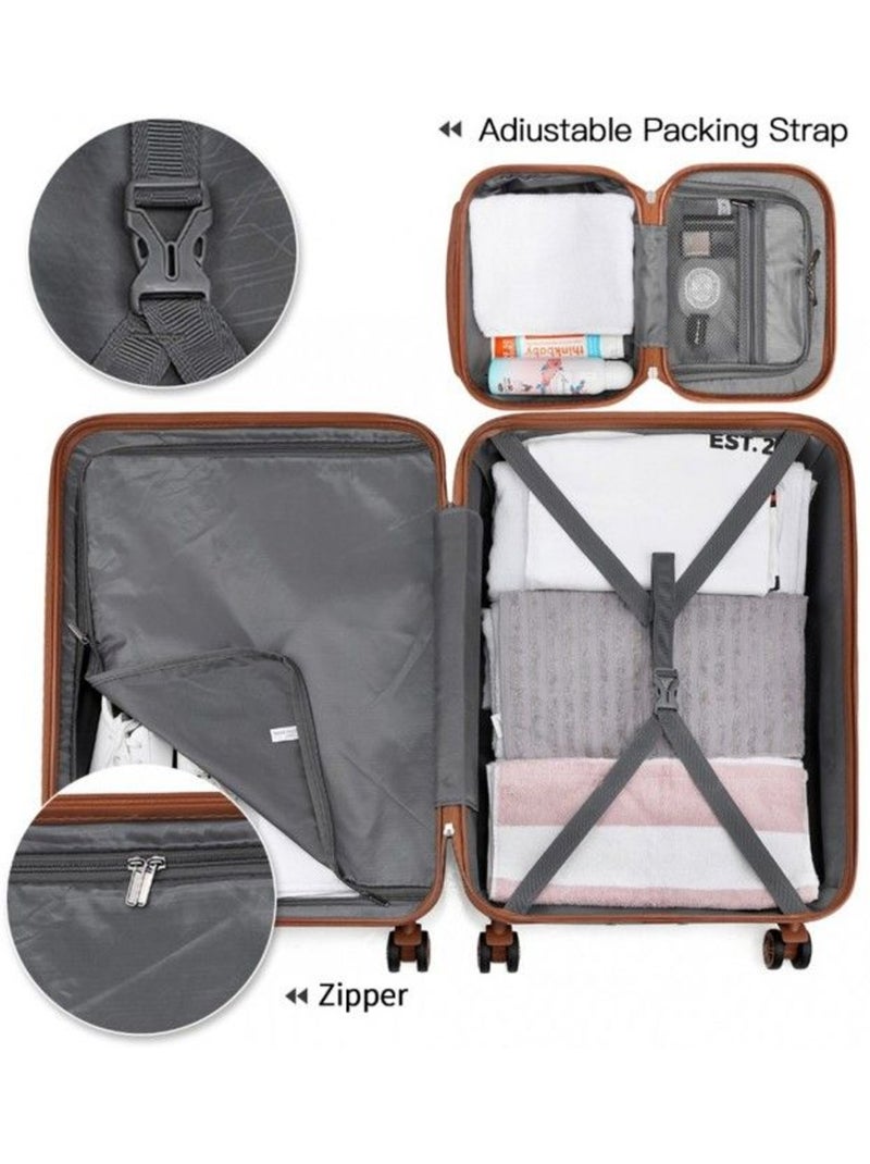 Set 4 valises - 51.5x38x21 cm abs + pc 38 l - kono Gris - Kiabi