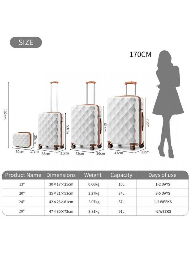 Set 5 valises - 53/61/73 cm rigide 91 l - british traveller Crème - Kiabi