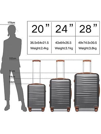 Set 5 valises - 54/64/74.5 cm rigide 94 l tsa - british traveller