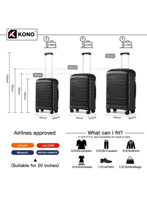 Set 5 valises - 55/65/76 cm abs 100 l tsa - kono - Kiabi
