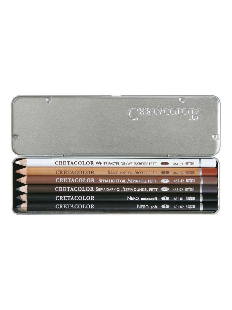 Set 6 crayons gras pour esquisses - blanc, - Brevillier's Cretacolor N/A - Kiabi