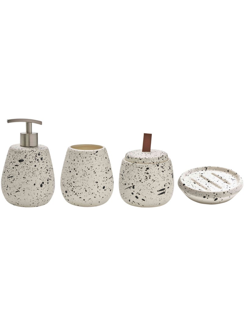 Set accessoires salle de bain en céramique moucheté 4 pièces – Guy Levasseur Noir Blanc - Kiabi