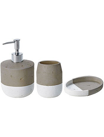 Set accessoires salle de bain en céramique SPA taupe bicolore 3 pièces - Guy Levasseur