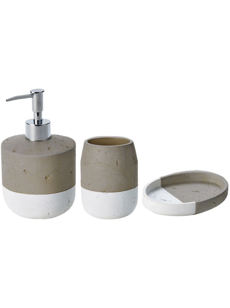 Set accessoires salle de bain en céramique SPA taupe bicolore 3 pièces - Guy Levasseur Taupe - Kiabi