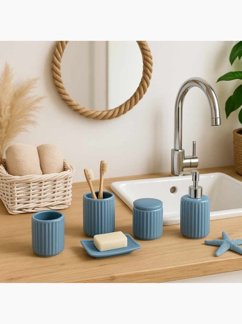 Set accessoires salle de bain en résine bleue - Kiabi