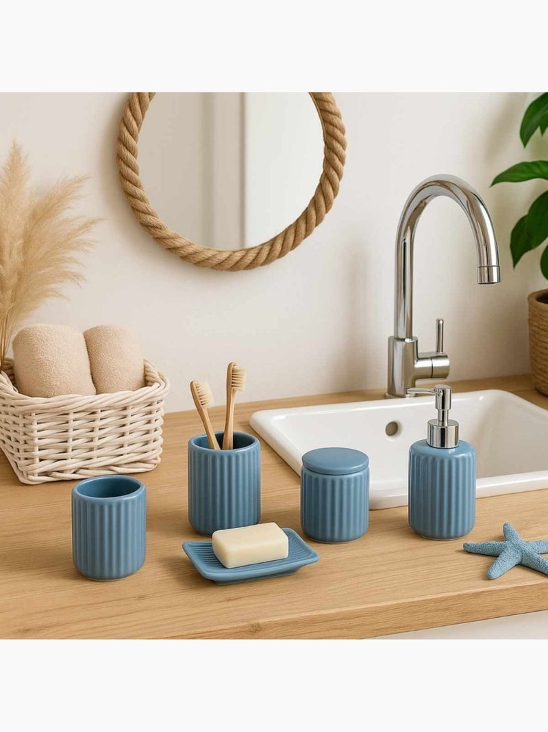 Set accessoires salle de bain en résine bleue Bleu - Kiabi