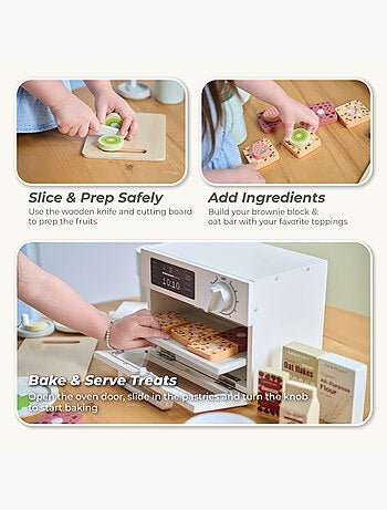 Set aliments jouet bois, 27 pcs, 18cm, Blanc,
