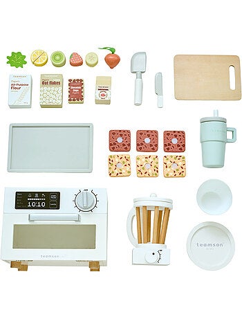 Set aliments jouet bois, 27 pcs, 18cm, Blanc,