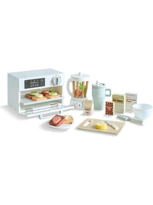 Set aliments jouet bois, 27 pcs, 18cm, Blanc, - Kiabi
