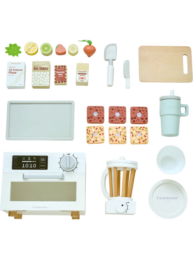 Set aliments jouet bois, 27 pcs, 18cm, Blanc, Blanc - Kiabi