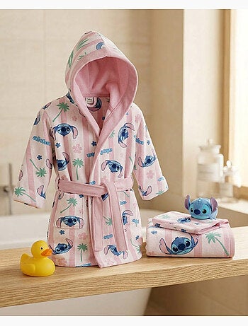 Set Bain Enfant Stitch Disney 5-6 Ans – Peignoir Capuche + Serviette 50x100 cm + Gant Toilette | Alo