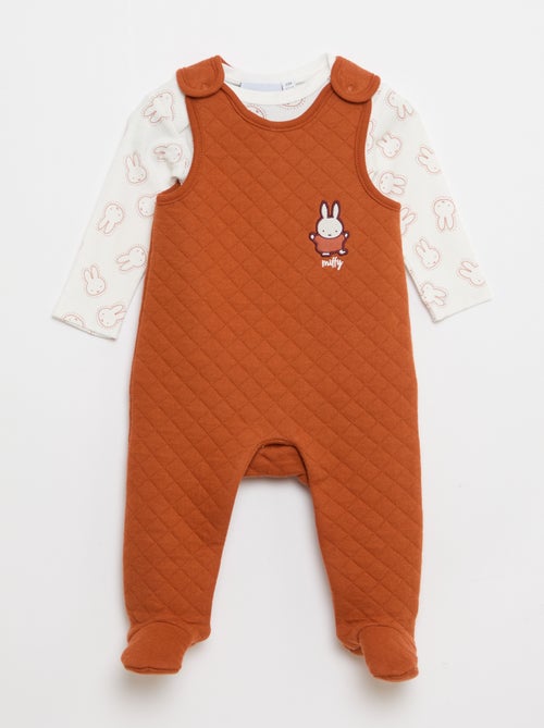 Set barboteuse nuit avec pieds 'Miffy' + body manches longues - Kiabi