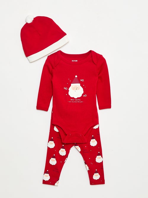 Set body + legging + bonnet Noël en coton - Kiabi
