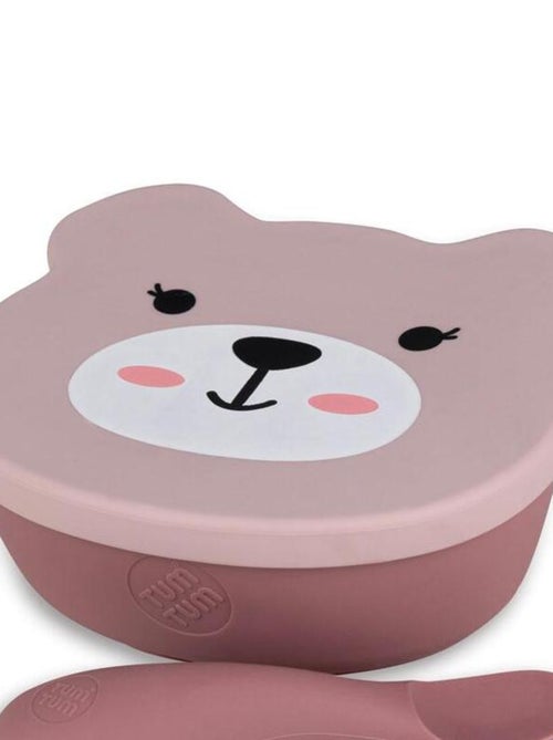 Set bol ventousé et cuillère en silicone Ourson rose - Kiabi