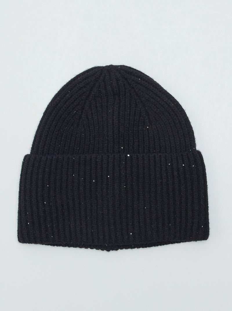 Set bonnet + écharpe à paillettes Noir - Kiabi