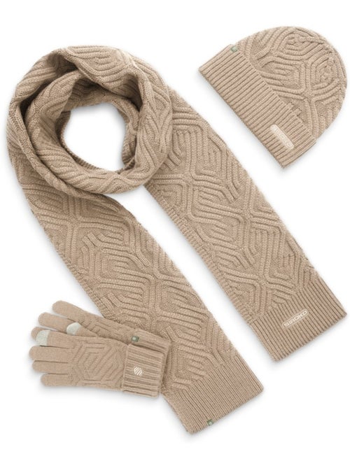 Set bonnet, écharpe et gants fitness homme et femme triad sand brown - Kiabi Set bonnet, écharpe et gants fitness homme et femme triad sand brown - Kiabi