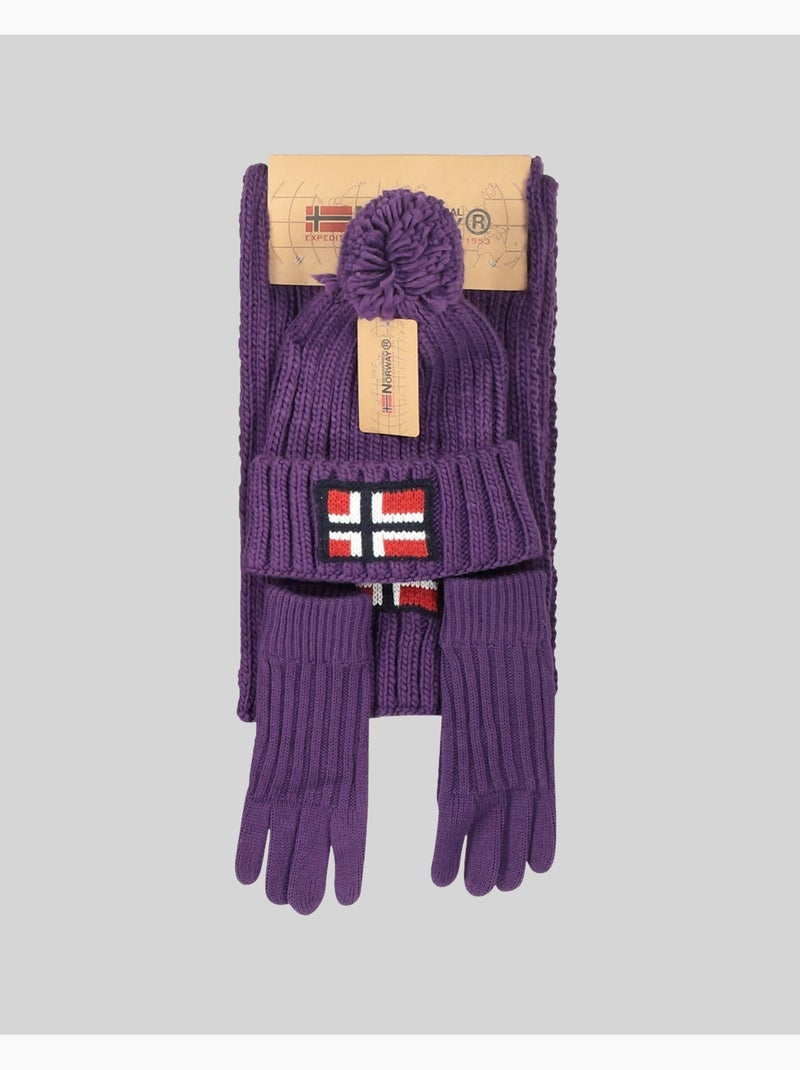Set bonnet, écharpe et gants wamilla xamilla zamilla – geographical norway Violet - Kiabi