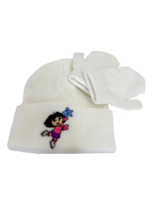 Set Bonnet et moufles Bébé Dora l'exploratrice blanc - Kiabi