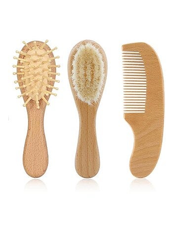 Set brosses et peigne en bois naturel pour bébé Bo Jungle