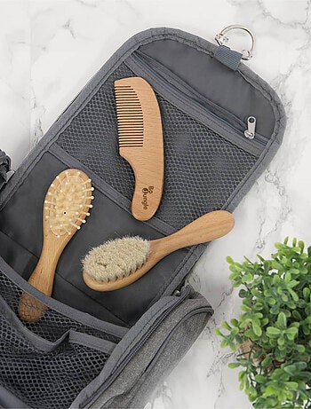 Set brosses et peigne en bois naturel pour bébé Bo Jungle