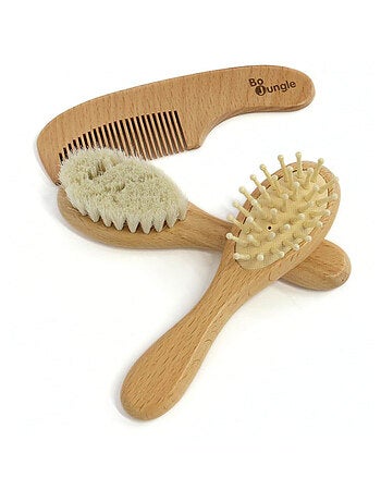 Set brosses et peigne en bois naturel pour bébé Bo Jungle