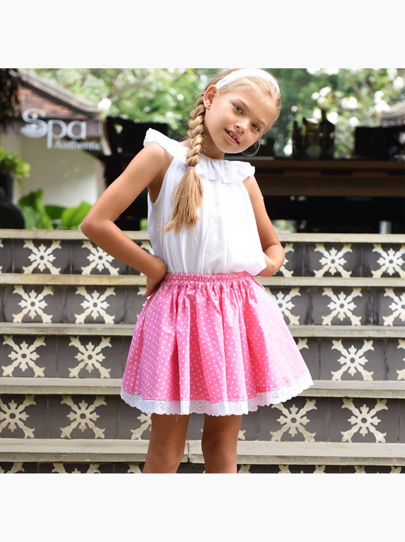 Set cadeau   Blouse blanche & jupe rose à pois blancs - La Faute à Voltaire Blanc Rose - Kiabi