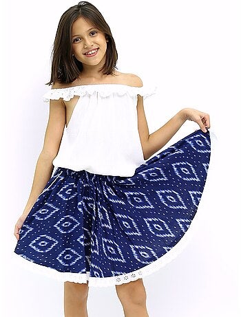 Set cadeau Blouse blanche & jupe tie and dye bleu - La Faute à Voltaire