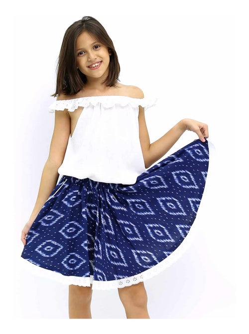 Set cadeau   Blouse blanche & jupe tie and dye bleu - La Faute à Voltaire - Kiabi