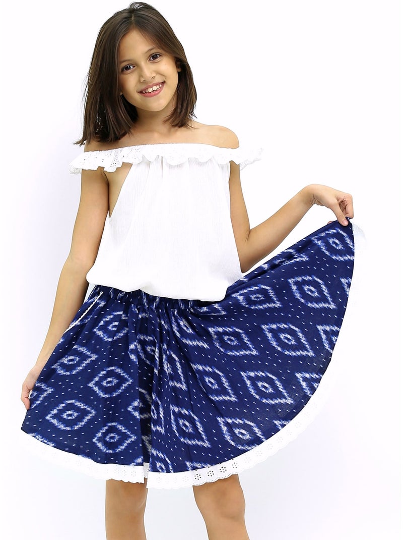 Set cadeau   Blouse blanche & jupe tie and dye bleu - La Faute à Voltaire Blanc Bleu marine - Kiabi