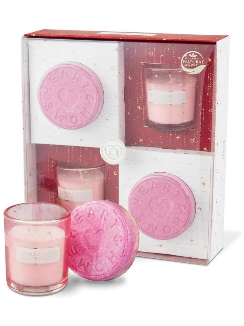 Set cadeau petite bougie et 2 bombes de bain heart and home Rose - Kiabi