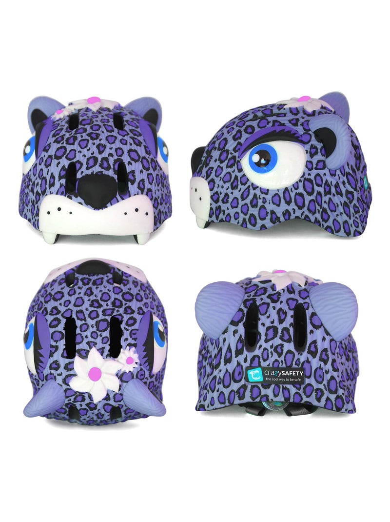 Set casque de vélo pour enfants, antivol et sonnette | Leopard Violet Violet - Kiabi