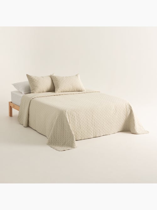 Set couvre-lit uni matelassé avec taie d’oreiller - Kiabi
