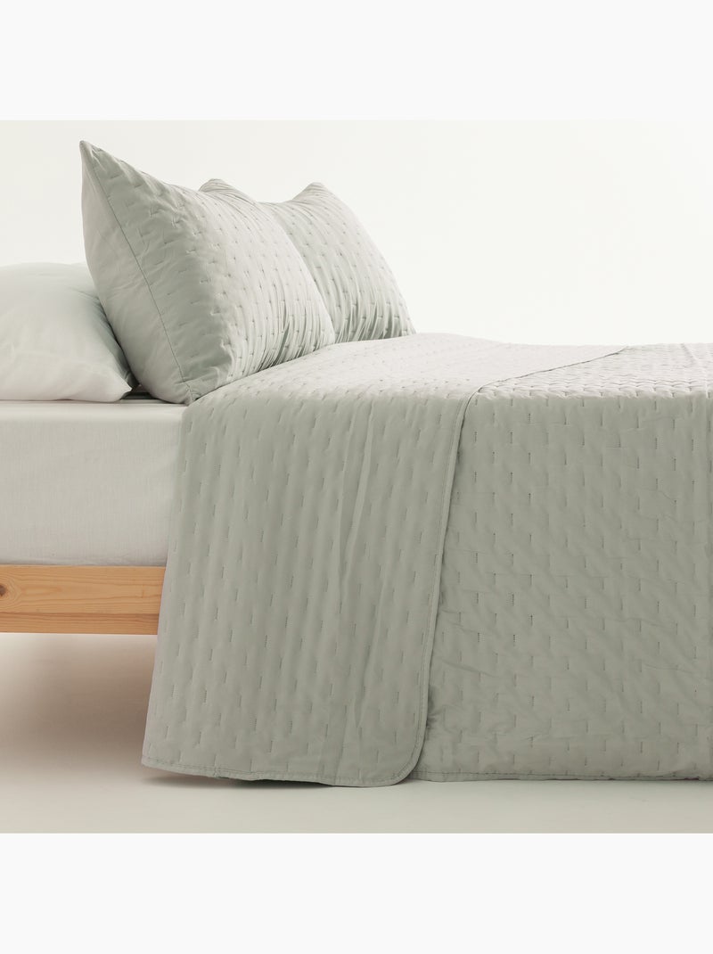 Set couvre-lit uni matelassé avec taie d’oreiller Vert d'eau - Kiabi