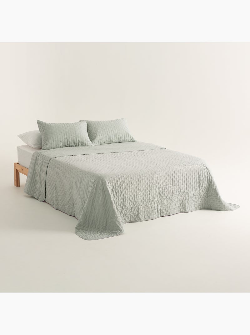 Set couvre-lit uni matelassé avec taie d’oreiller Vert d'eau - Kiabi