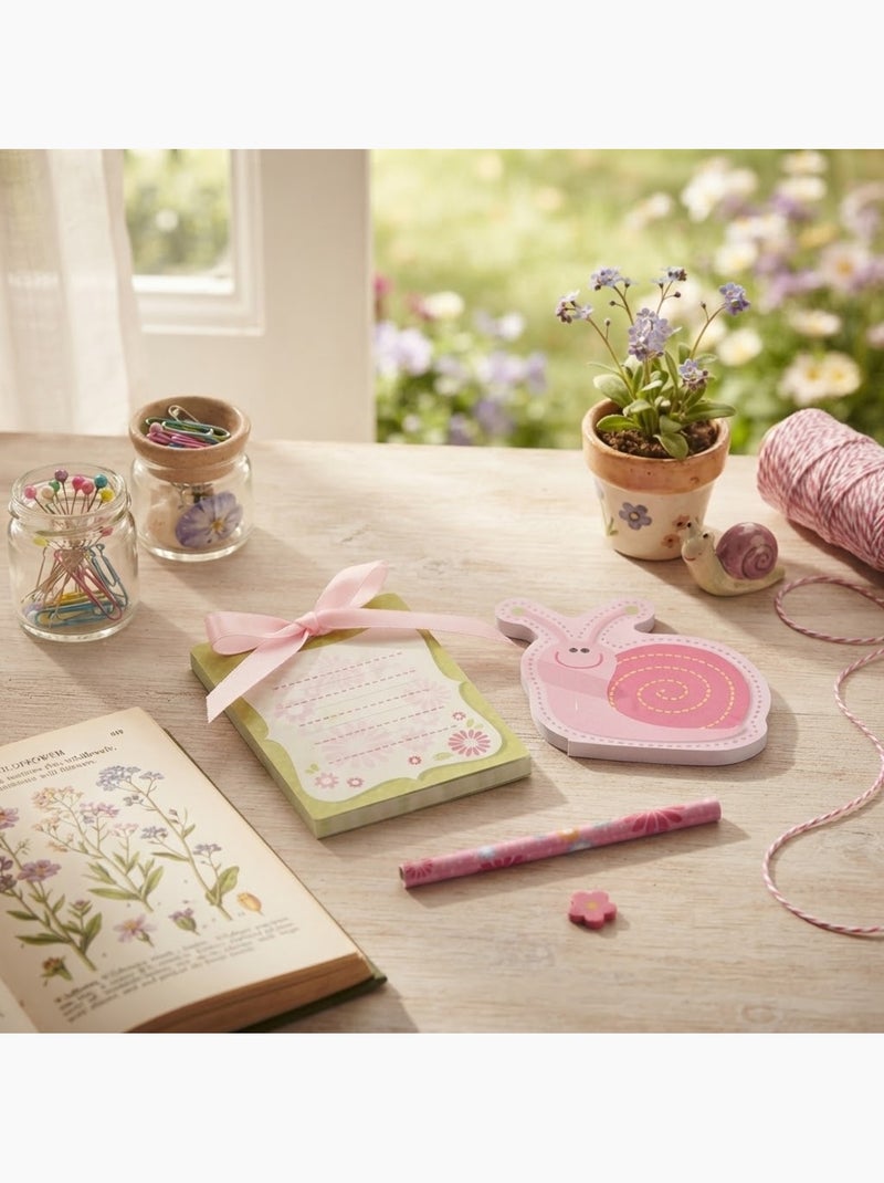 Set crayon et bloc notes mon petit escargot Rose - Kiabi