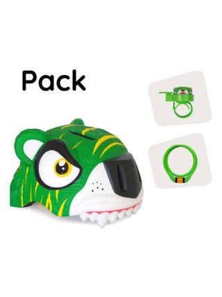 Set Crazy Safety-casque de vélo pour enfants, antivol et sonnette | Tigre Vert