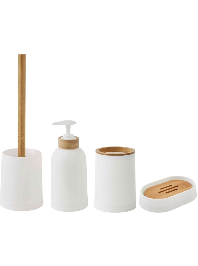 Set d’accessoires salle de bain 4 pcs bambou PRIMA – Guy Levasseur Blanc Noir Blanc - Kiabi