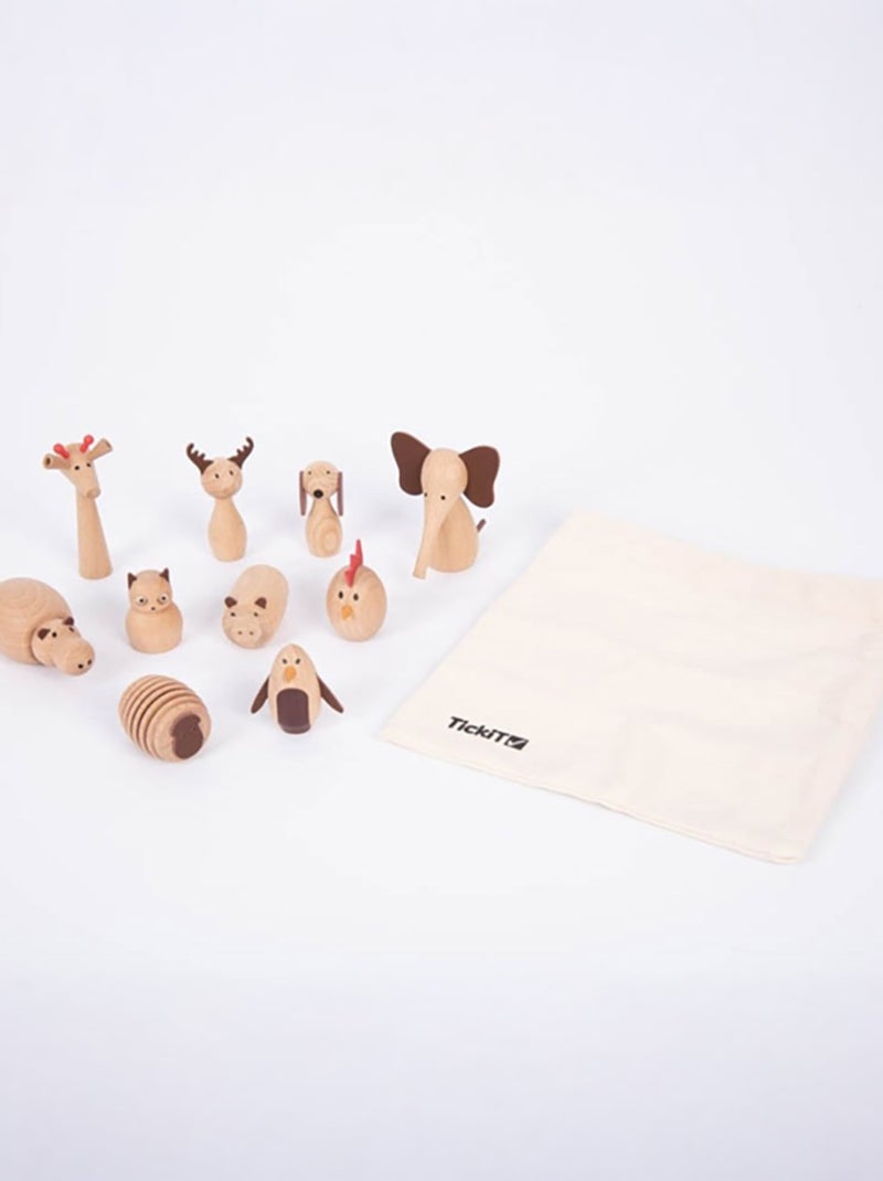 Set de 10 animaux en bois Beige - Kiabi