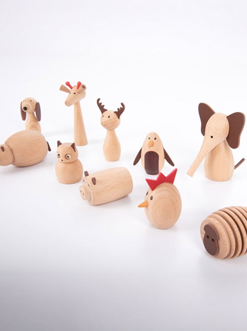 Set de 10 animaux en bois Beige - Kiabi