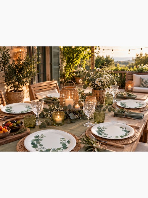 Set de 10 assiettes carton 18 cm branche d'eucalyptus - Kiabi