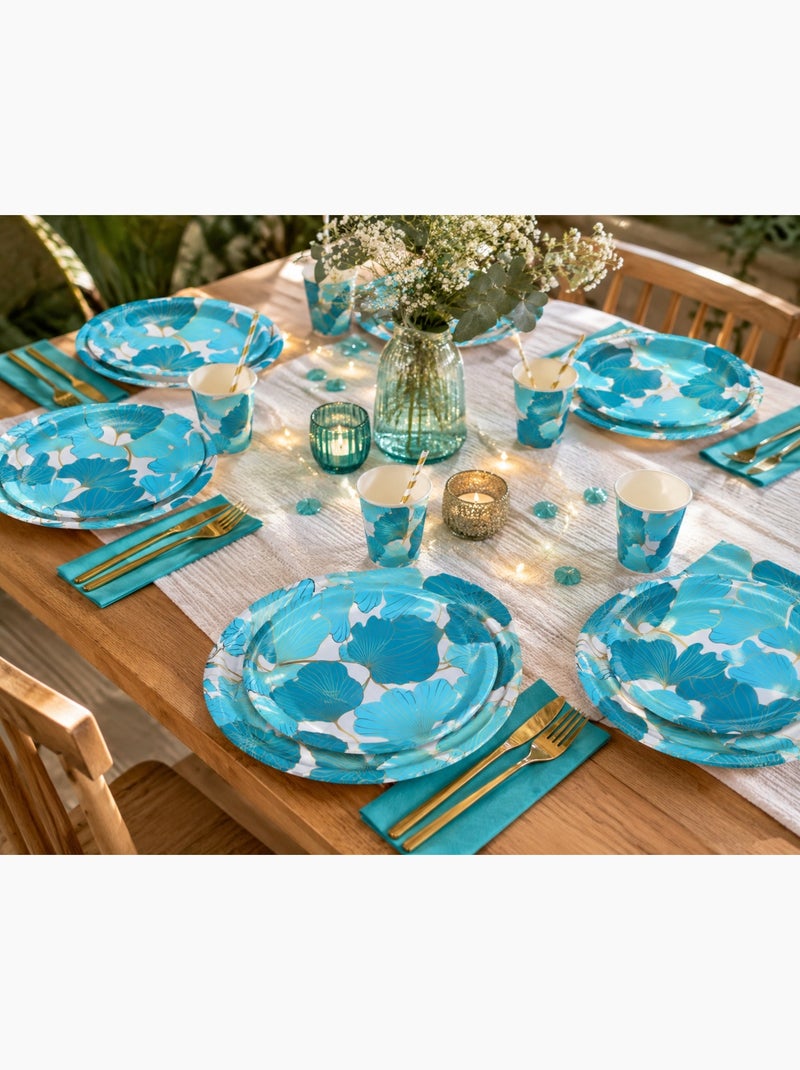 Set de 10 assiettes carton gincko Bleu - Kiabi