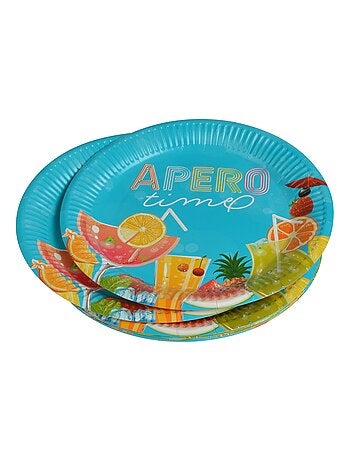 Set de 10 assiettes en carton 18 cm Apero times - Kiabi