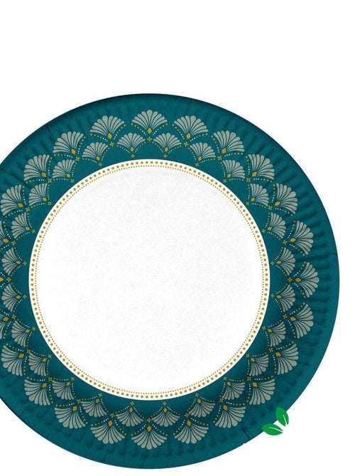 Set de 10 assiettes en carton 23 cm Eventail floral - Kiabi