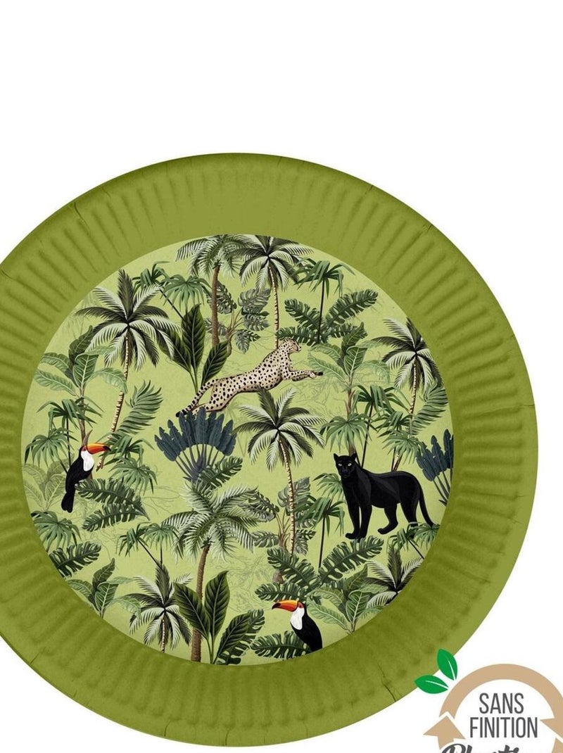 Set de 10 assiettes en carton 23 cm Toucan palmeraie Vert - Kiabi