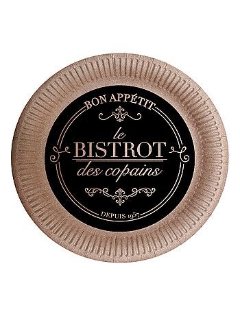 Set de 10 assiettes en kraft 18 cm Bistrot parisien - Kiabi