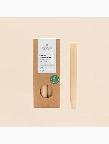 Set de 10 bougies cierges beige 20 cm