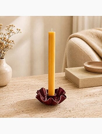 Set de 10 bougies cierges ocre 20 cm