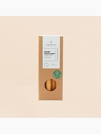 Set de 10 bougies cierges ocre 20 cm