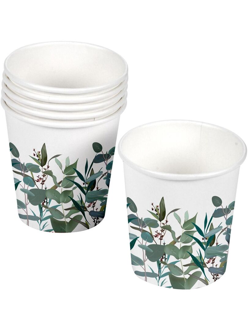 Set de 10 gobelets en carton Branche d'eucalyptus Blanc - Kiabi